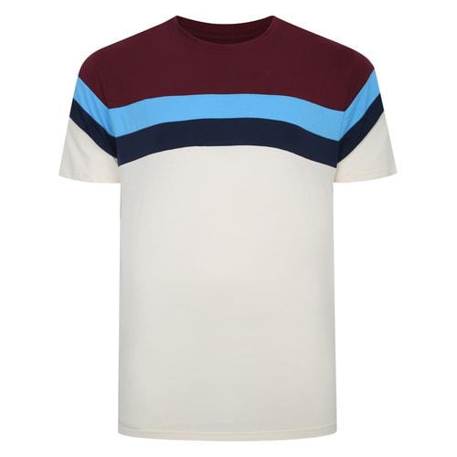 Bigdude Striped Colour Block T-Shirt Burgundy